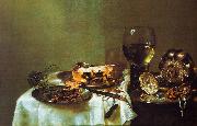 Breakfast Still Life with Blackberry Pie Willem Claesz Heda